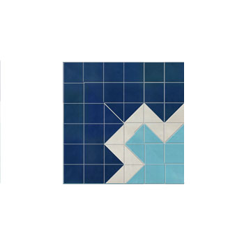 Mosaic House Moroccan tile Elysee Corner 13-1-15 Light Turquoise White Cobalt Blue  zellige, mosaic, zellij, border, glaze 